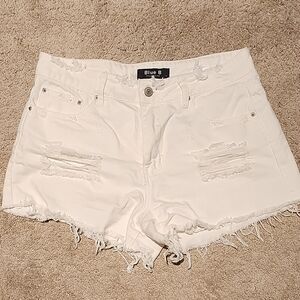 Women's White Distressed Shorts